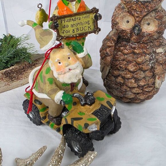 Rustic Cabin Christmas Ornaments Lot Deer Owl Canoe Set - Picture 7 of 8